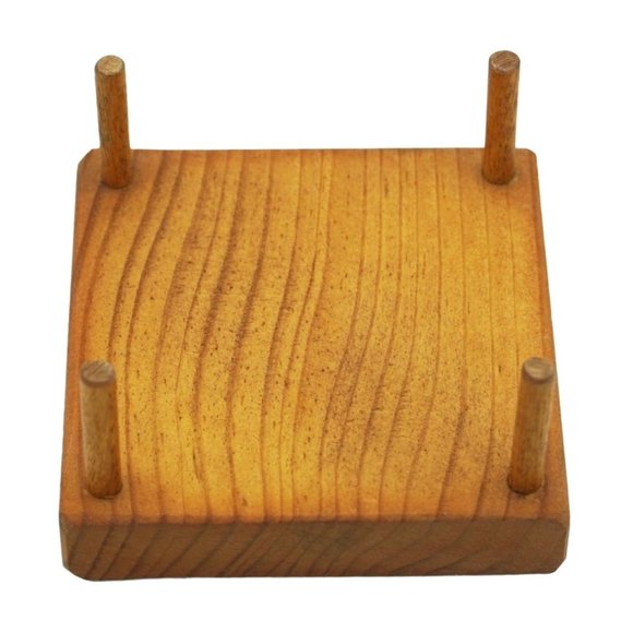 Vintage Kitty Cat Coasters In Wood Holder Porcelain Tiles Signed MG Set of 4 Hom - Picture 9 of 10